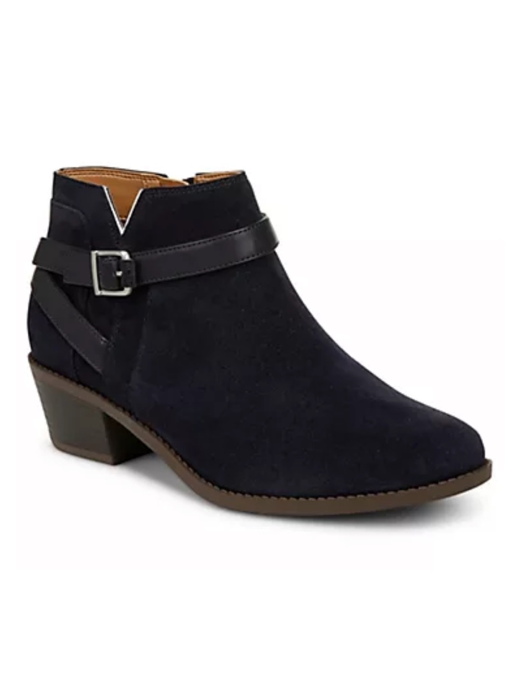 NWOT Vionic Farrah navy blue suede ankle boots